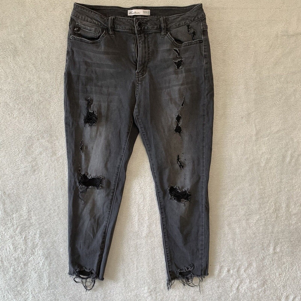 KanCan Womens Ankle Skinny Jeans 28 Black Distressed Soft Grunge Revival